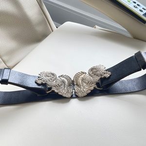 Just Cavalli Roberto Cavalli 3D HORSES CRYSTAL Buckle dark brown Leather Belt 85